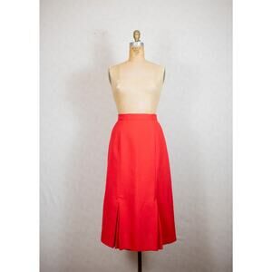 Vintage 70s The Branch Joshua Tree, Red Midi Pleated Wool Pencil Skirt, Med